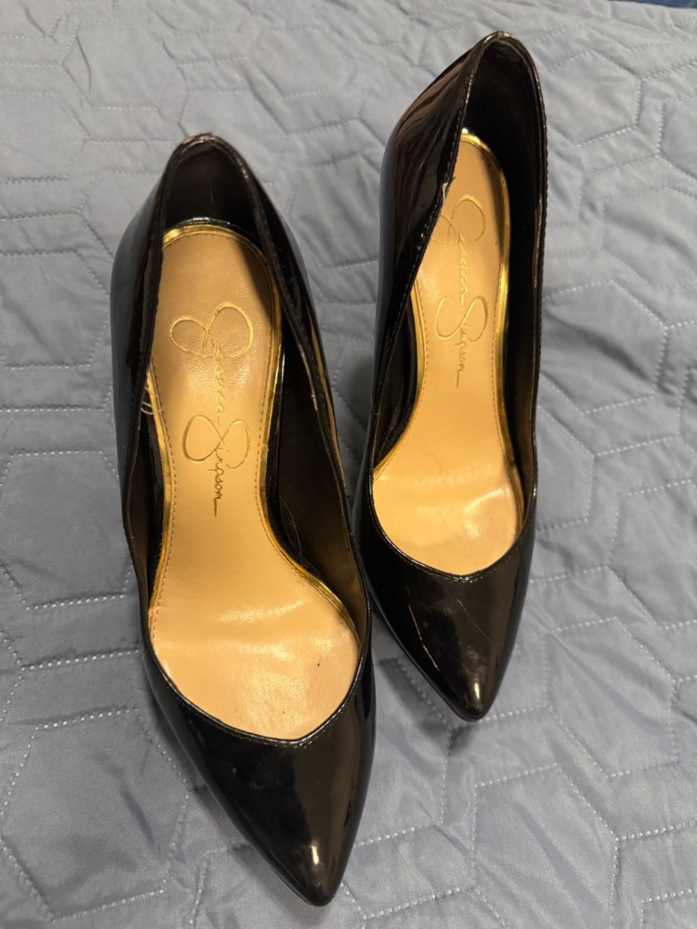 Jessica Simpson Black Patent Pointed Toe Stiletto Pumps